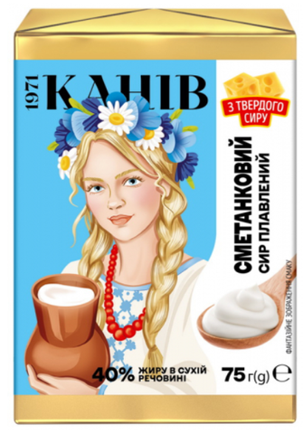 Сир плавлений Сметанковий 40% 75 г ТМ Канів 1971